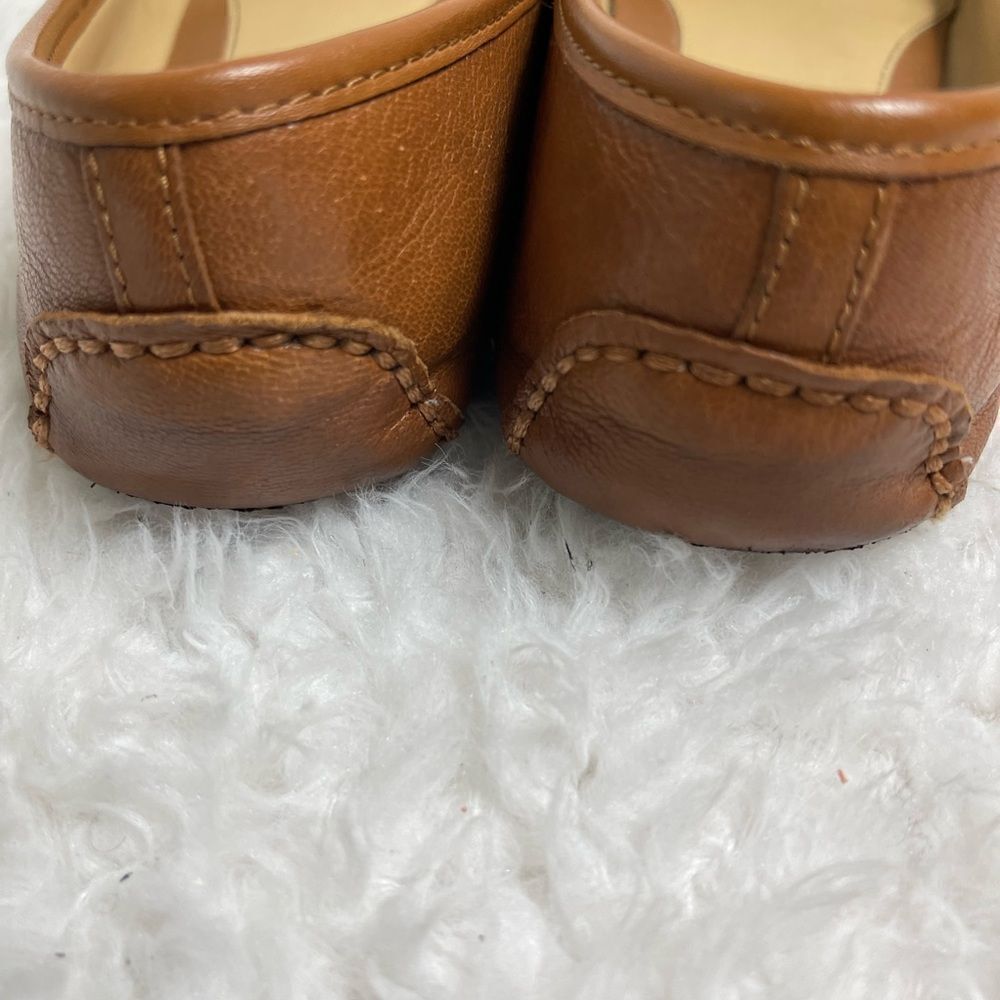 Michael Kors Fulton leather tan slip on flats with gold tone logo accent SZ7.5M - Picture 6 of 10
